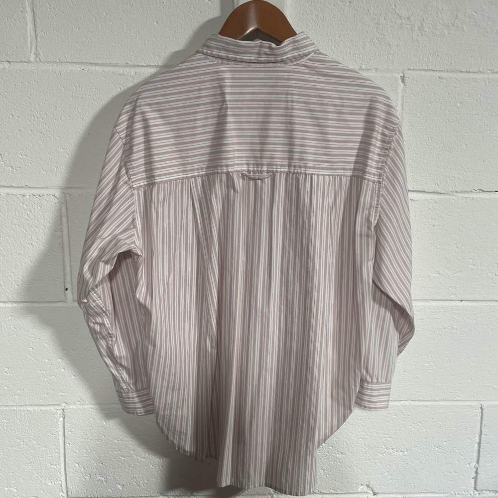 Gloria Vanderbilt White|Pink Striped Button Down Shirt Sz Large - Picture 5 of 5